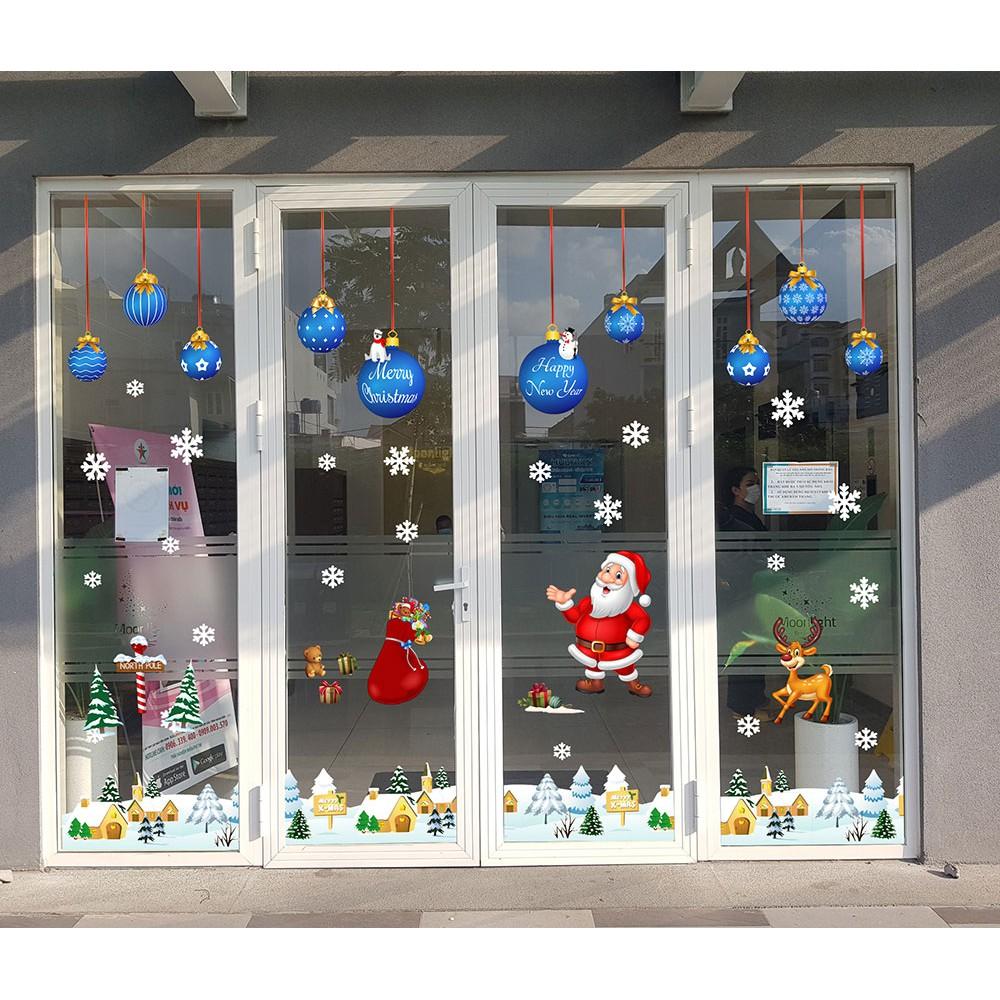 Decal trang trí noel combo số 62 hàng châu xanh và ông noel