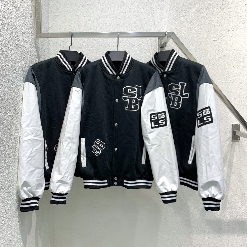 Áo khoác bomber tay da local brand , Varsity jacket Symbolic oversize form rộng , áo bóng chày nam nữ unisex  - Gin Store