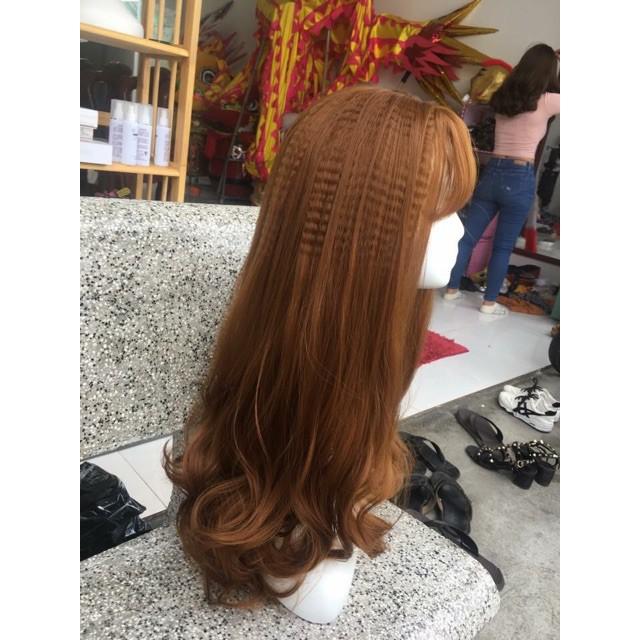 Tóc giả nữ nguyên đầu - Tóc giả nguyên đầu xoăn bấm phồng chân tóc