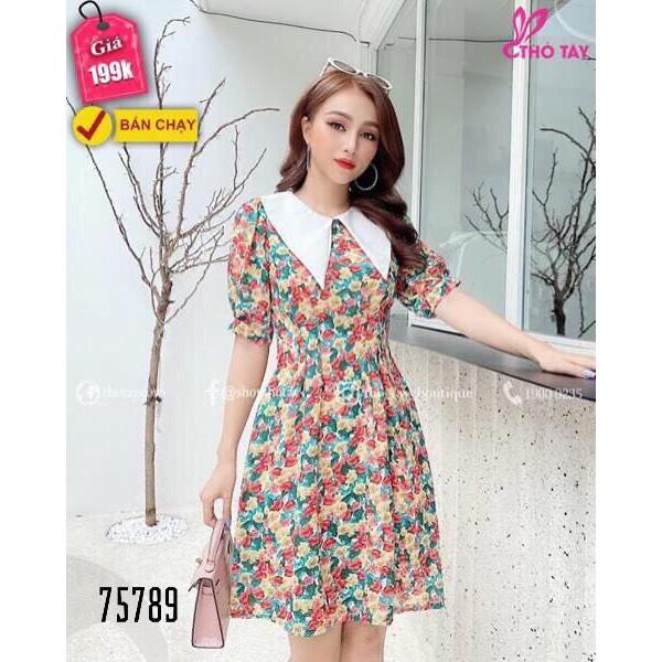 ĐẦM XÒE VOAN LỤA HỌA TIẾT HOA CỰC XINH / CÓ SIZE 70KG