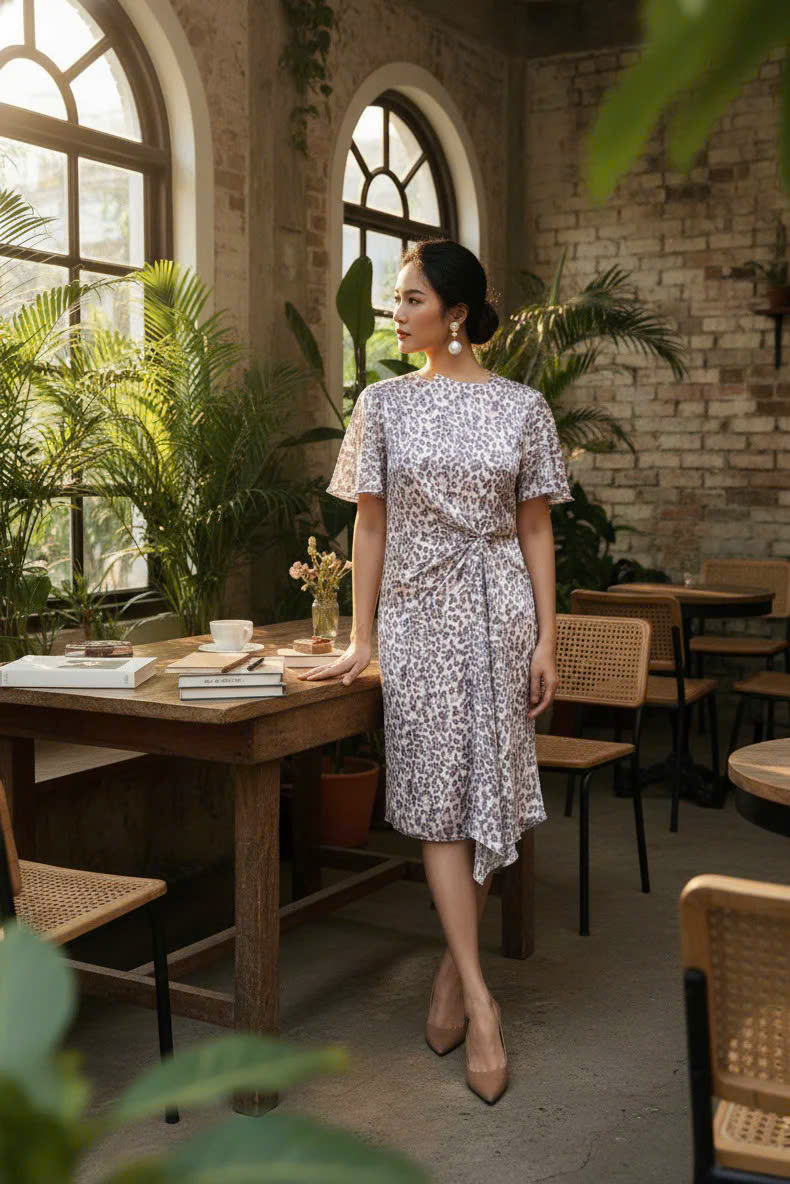 Đầm Suông Nhấn Eo Anh Đào thời trang thiết kế Hity Dre216