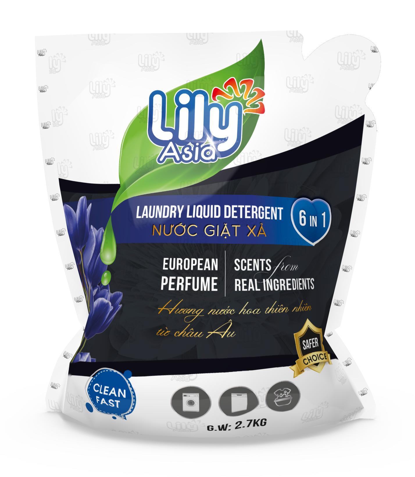 Combo 2 túi Nước Giặt Xả Lily Asia 2,7 Kg - Hương Nước Hoa ( Seahorse )