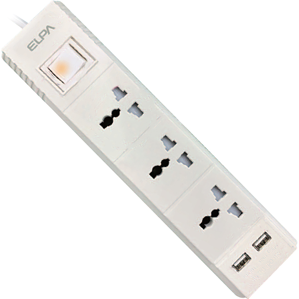Ổ cắm 3 ổ điện; 1 công tắc; 3m; 2xUSB ELPA ESU-VNC33 - HÀNG CHÍNH HÃNG