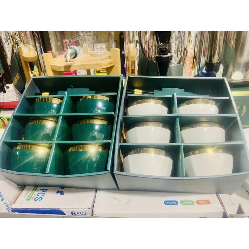 Bộ 6 bát gốm sứ cao cấp tặng kèm 6 đôi đũa chống trơn