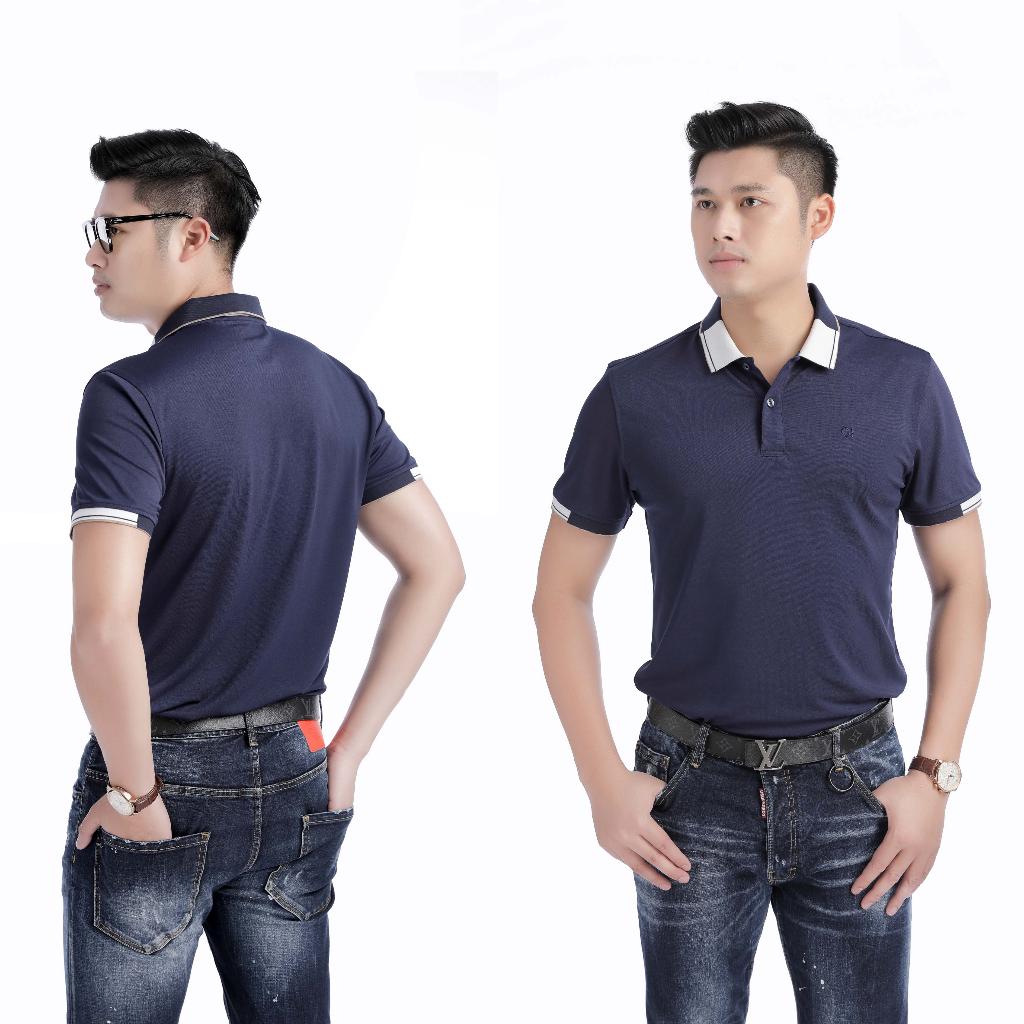 Áo polo nam cổ bẻ ngắn tay thể thao thời trang cao cấp cá sấu poly trơn xanh navy GIFASHION MPC30310