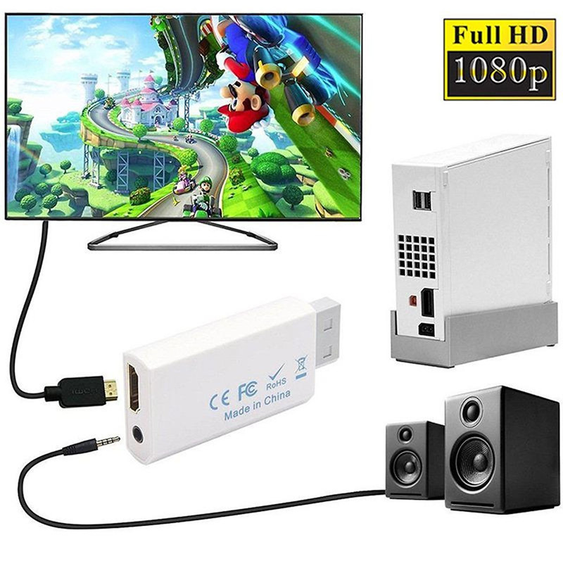 Bộ chuyển đổi Wii sang HDMI với Cáp HDMI tốc độ cao 5ft Bộ chuyển đổi Wii2HDMI Đầu ra Video &amp; Âm thanh Jack 3,5mm, Hỗ trợ tất cả các chế độ hiển thị Wii 480P, 480I, NTSC