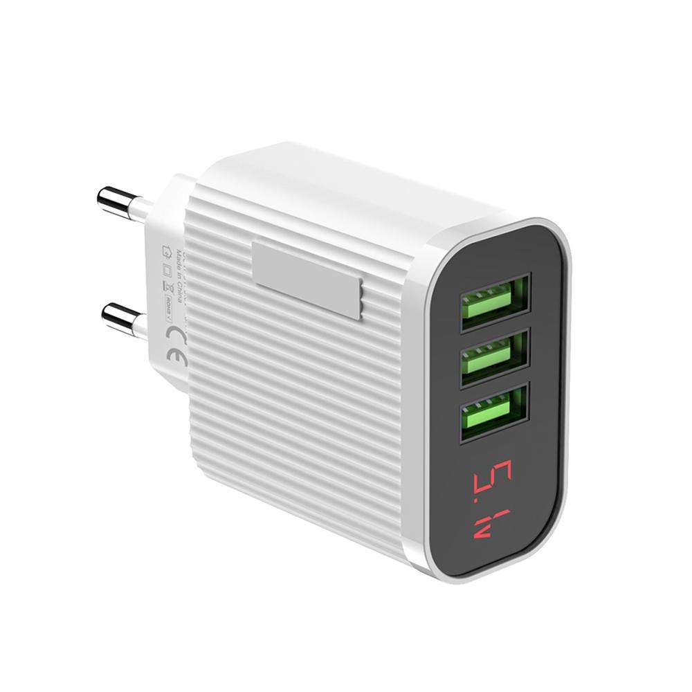 Cốc sạc nhanh với 3 cổng USB 5V 3A phích cắm EU có thể sử dụng tại nhà và mang theo du lịch