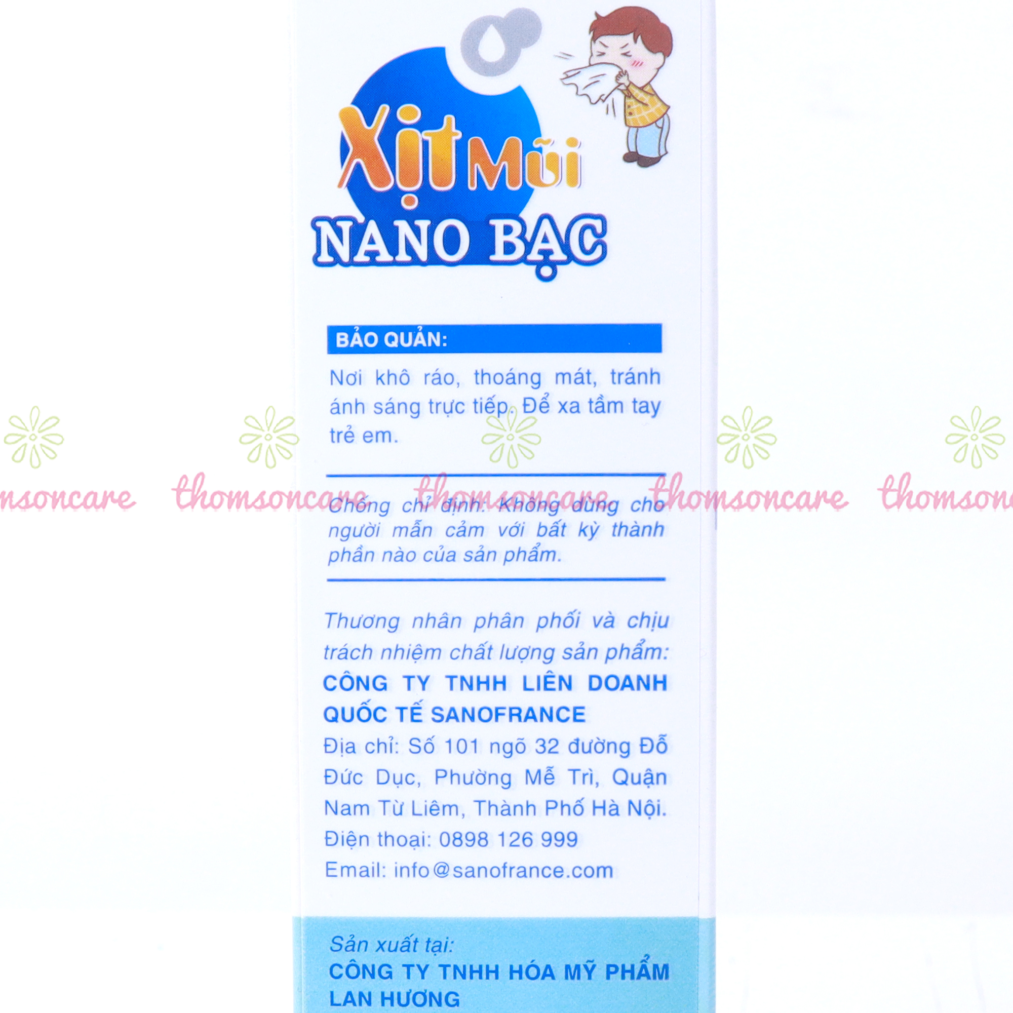 Xịt mũi cho bé Sanofia - giúp giảm ngạt mũi, làm sạch, ngăn ngừa vi khuẩn từ tinh dầu tràm trà - Chai 75ml Thomsoncare