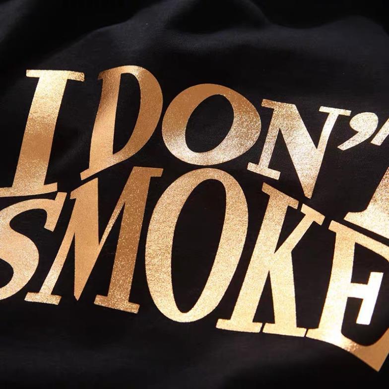 Áo Thun Unisex Form Rộng I Don't Smoke DCV In Nhũ Vàng Độc Đáo - Áo Phông Tay Lỡ Cotton Cổ Tròn - Beshine Clothing