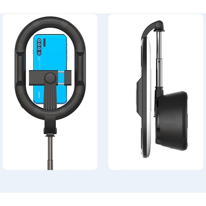 Đèn livestream A10 5 in 1 tích hợp Giá đỡ điện thoại có 3 chế độ sáng nhận dạng khuân mặt xoay tự động