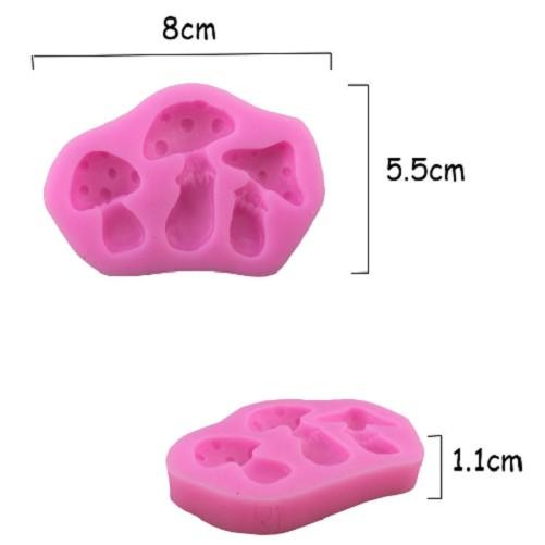 Khuôn silicon rau câu 4d mẫu 3 nấm xinh