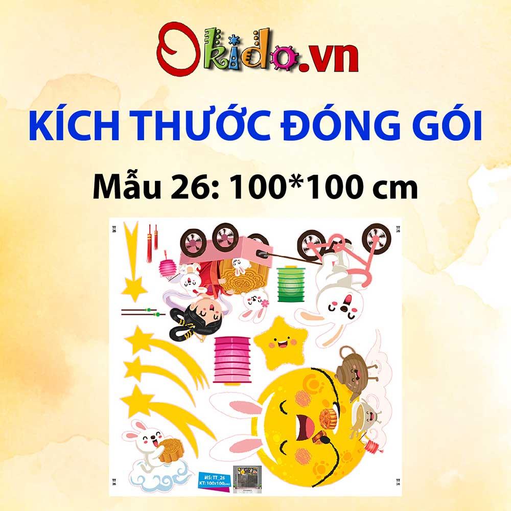 DECAL TRANG TRÍ TẾT TRUNG THU 2023 BÉ MÚA RỒNG DƯỚI ÁNH TRĂNG