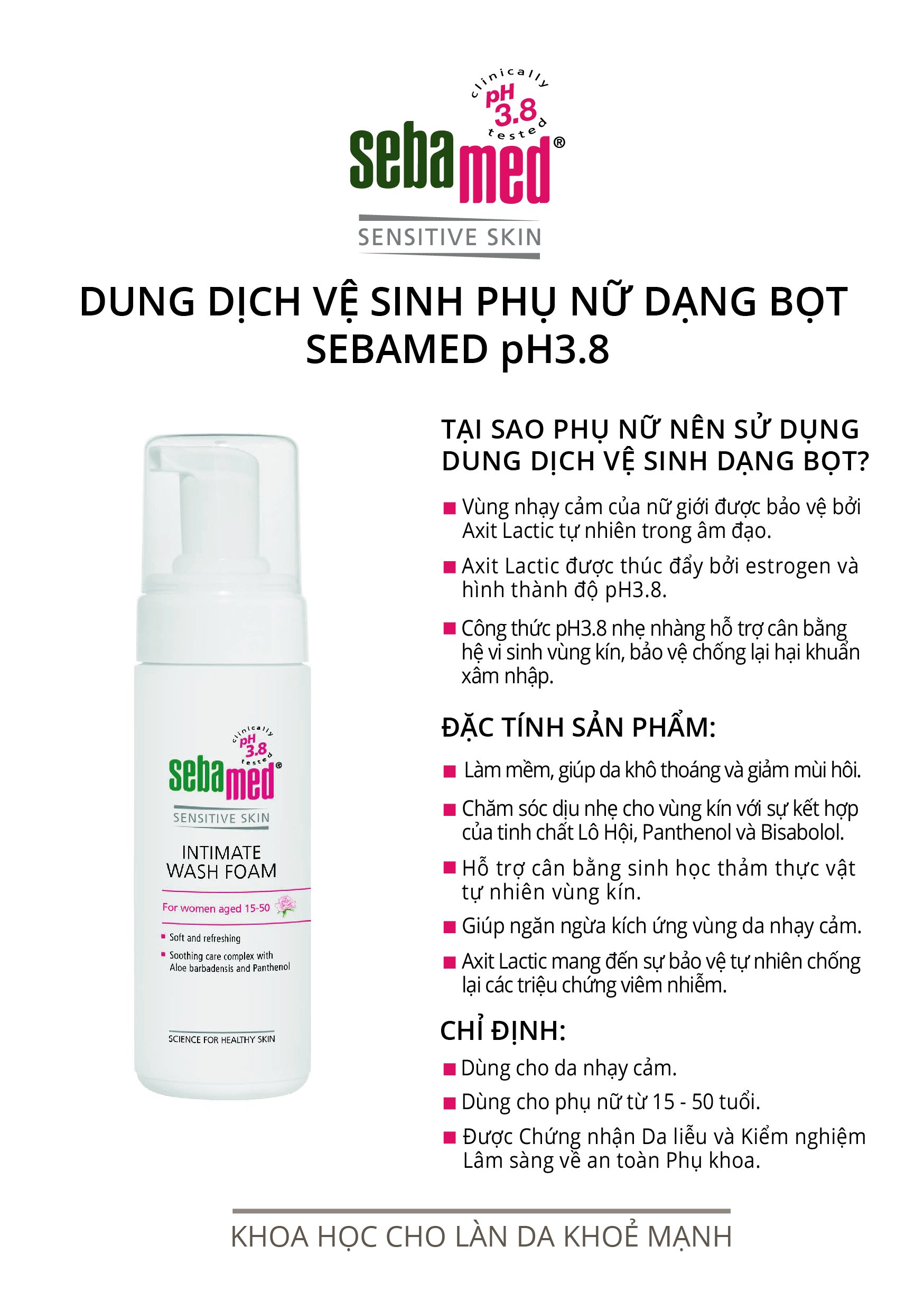 [Dạng bọt] Dung dịch vệ sinh phụ nữ Sebamed Intimate Wash Foam pH 3.8 150ml