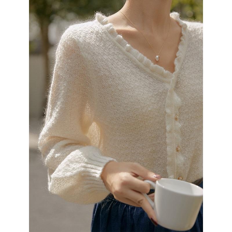 Hàng Sẵn_ Áo len dệt kim nữ Mohair khí chất tiểu thư sang trọng