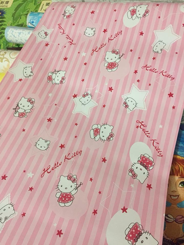 Combo 10M decal giấy dán tường Kitty hồng nhạt - HP473