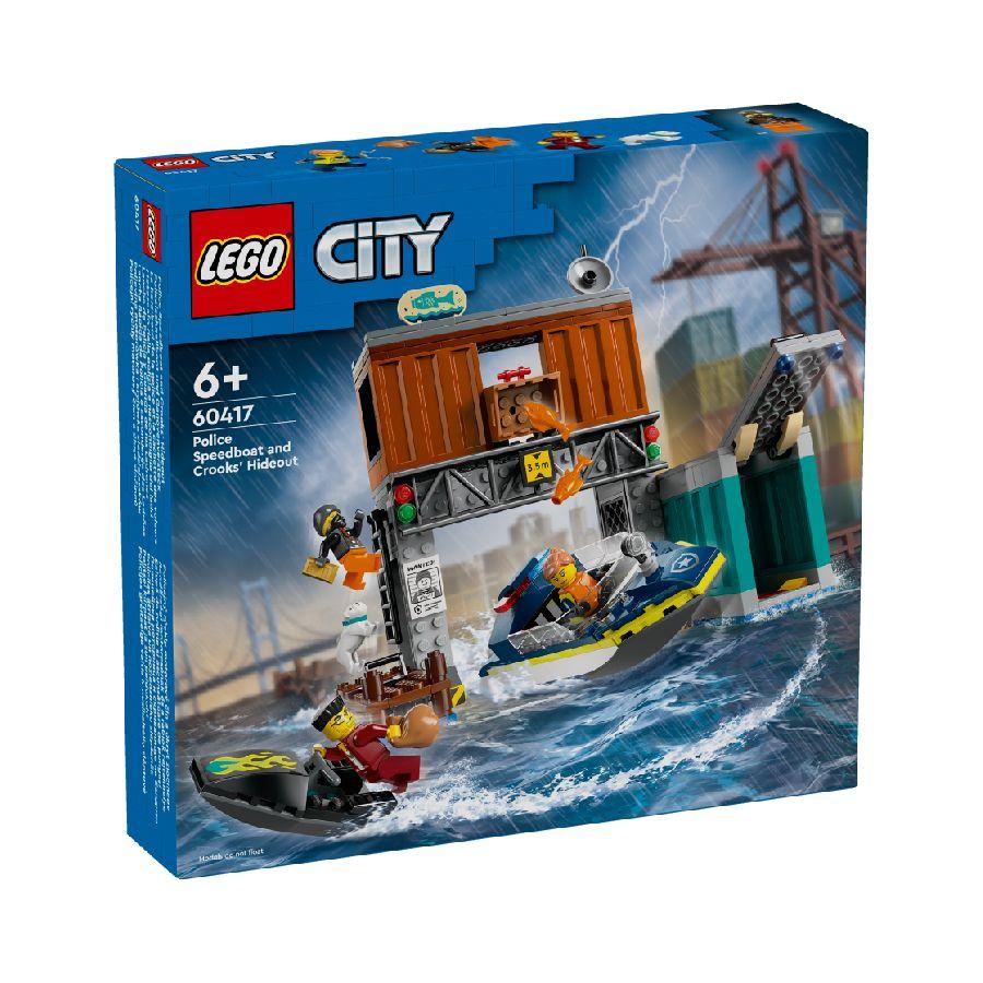 Đồ Chơi Lắp Ráp Tàu Cảnh Sát Và Hang Ổ Tội Phạm - Police Speedboat And Crooks' Hideout - Lego City 60417 (311 Mảnh Ghép)