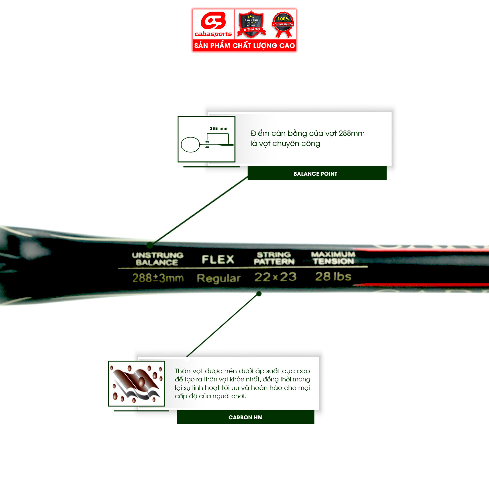 Vợt cầu lông đã đan lưới ProKennex CARBON PRO 787 DELUXE đơn chính hãng thể thao thiên công - Tặng kèm quấn cán và túi vải Cabasports