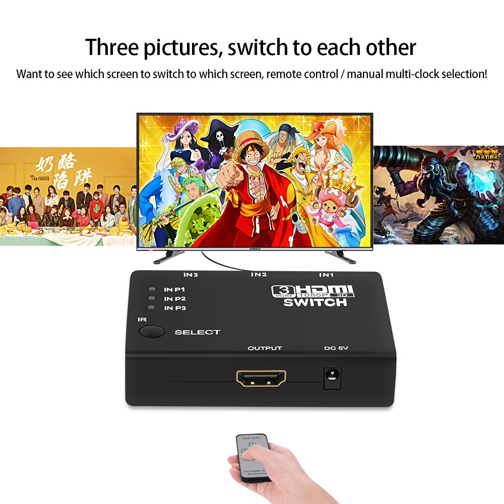 Bộ Chuyển Đổi Tín Hiệu HDMI Vào 3 Ra 1 + Có Điều Khiển Từ Xa FSU Dành Cho Tivi