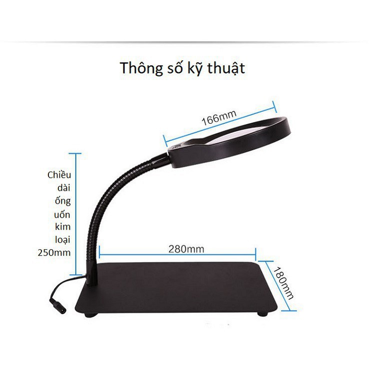Kính Lúp Có Đèn Để Bàn Thêm Giá Đỡ MG-H36