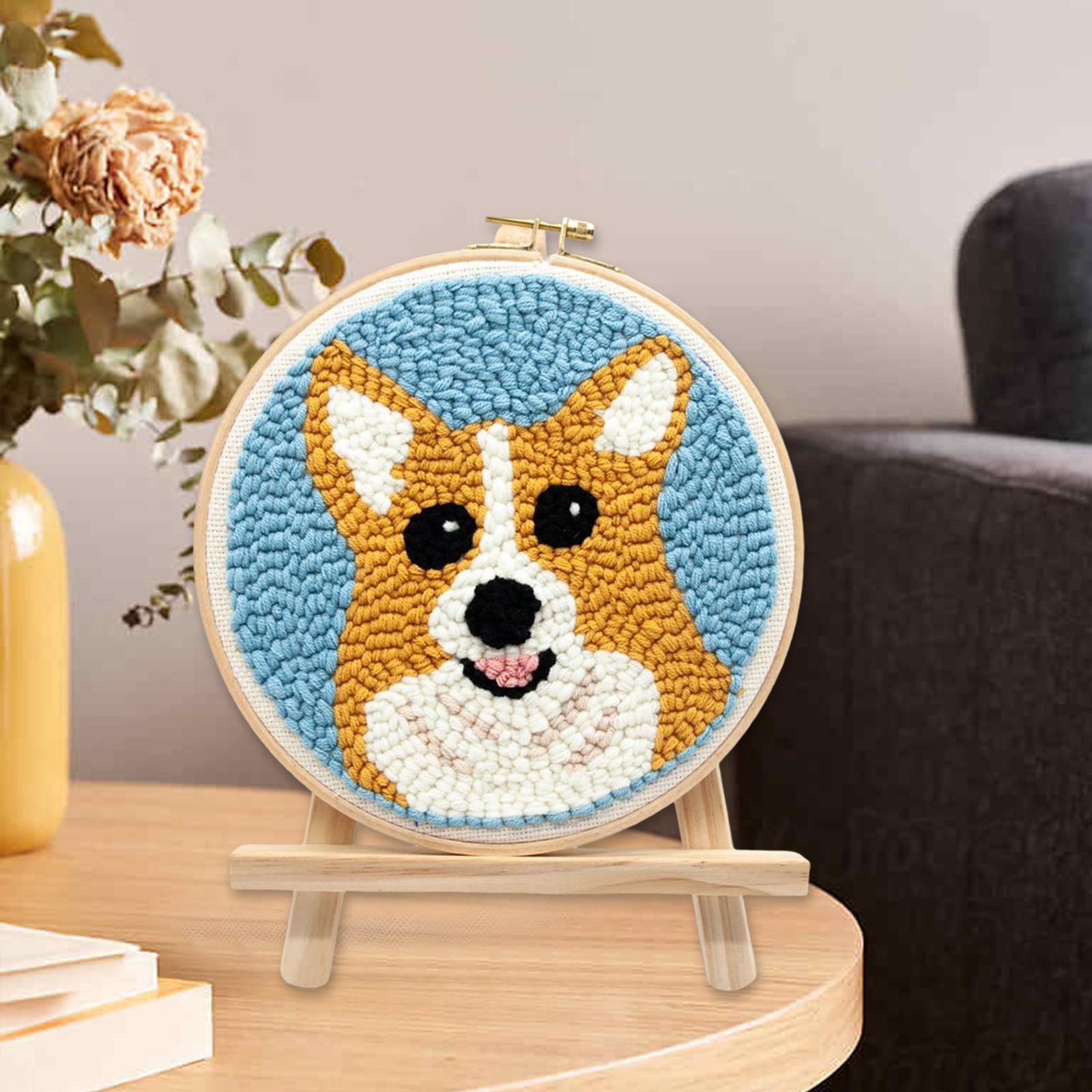 Punch  Embroidery Starter Kits Cute Dog DIY Rug Punch Kit DIY Beginner