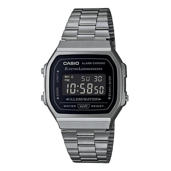 Đồng hồ nam Casio A168 / A168WGG-1B dây thép mạ ion màu xám, chống nước 50m, hàng chính hãng