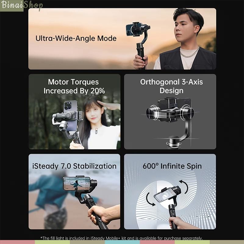 Gimbal chống rung 3 trục nhỏ, nhẹ Hohem iSteady Mobile plus, hàng chính hãng