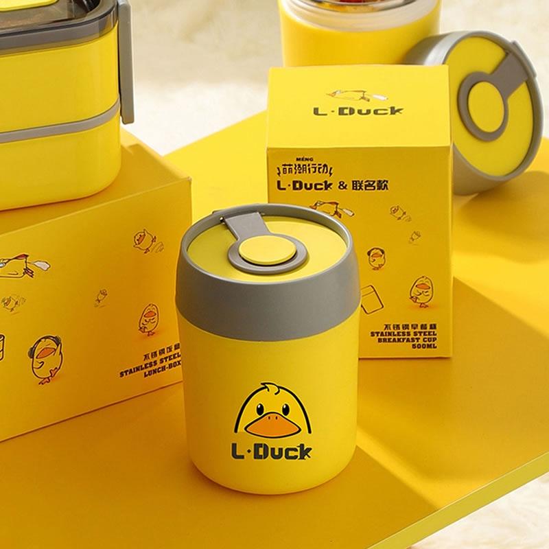 Bình Ủ Cháo Lõi iNox Cute Vịt Vàng L-Duck 550ml