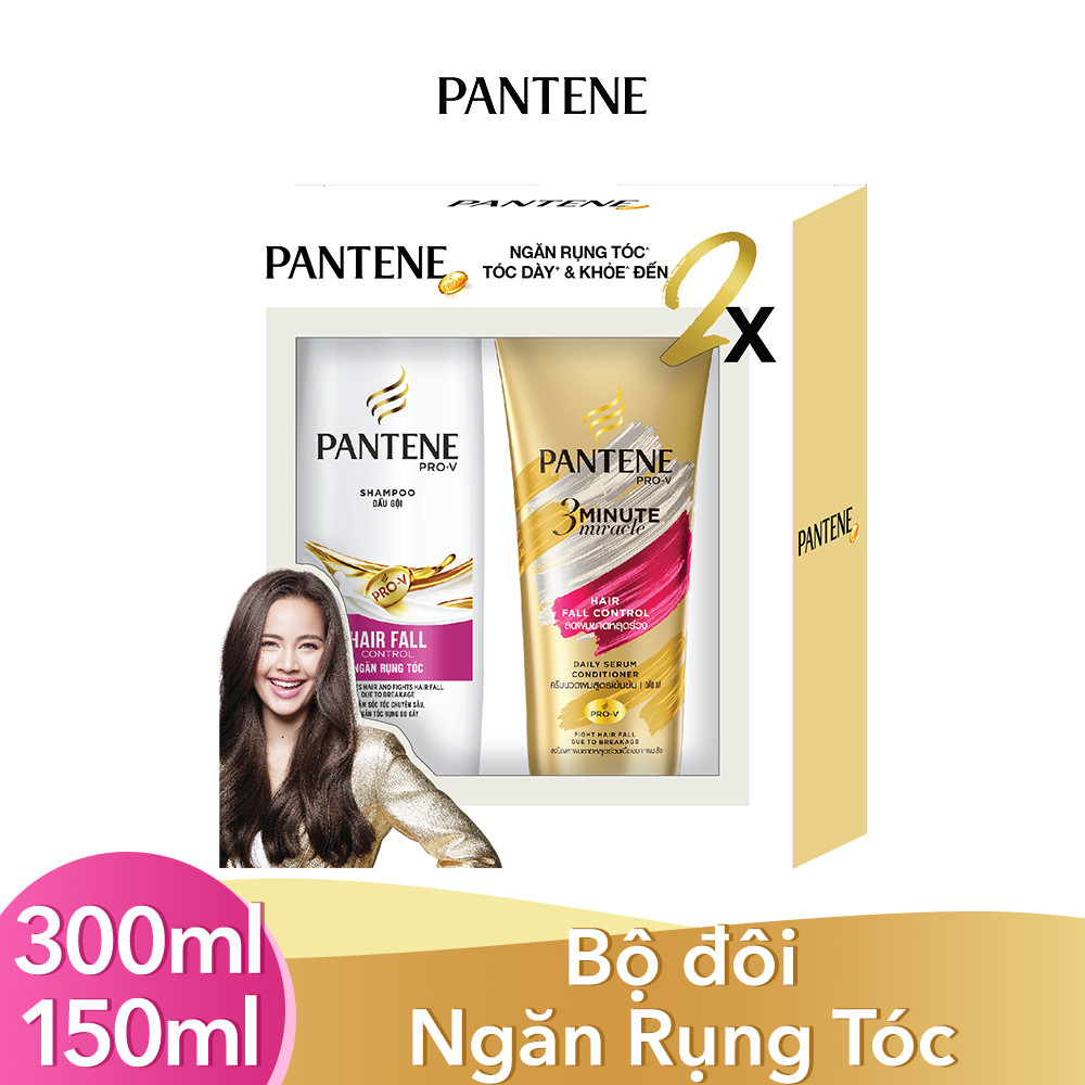 Bộ đôi Pantene Ngăn Rụng Tóc Dầu gội 300ml + Kem xả 3 phút diệu kỳ 150ml