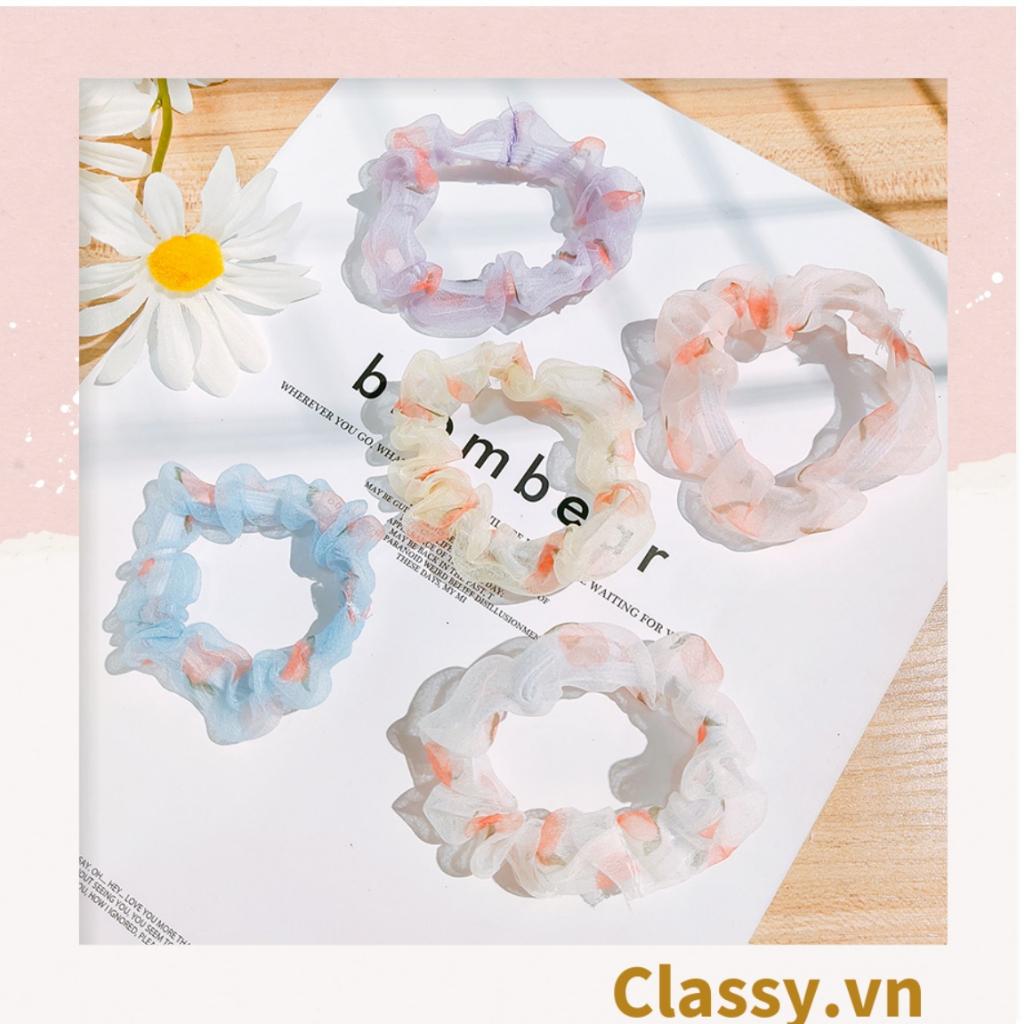 Combo 10 Scrunchies buộc tóc nhiều họa tiết; vải voan nữ Classy tính thanh lịch PK775