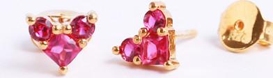 Bông tai bằng bạc đẹp cao cấp nữ tphcm trái tim đá đỏ Gix Jewel BT01