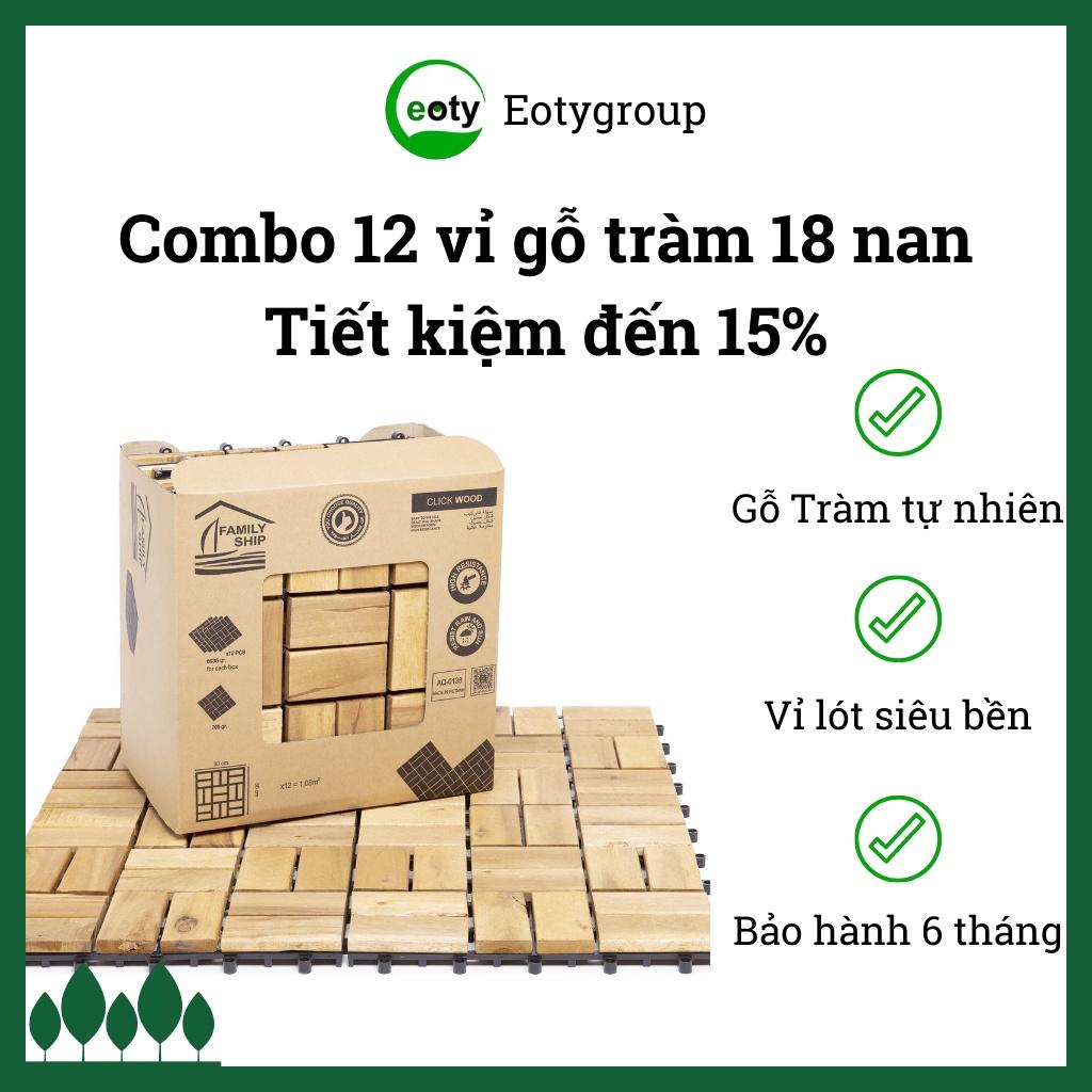 Combo 12 tấm vỉ nhựa sàn gỗ lót ban công, sân vườn, nhà tắm - Vỉ lót sàn Eotygroup 18 nan