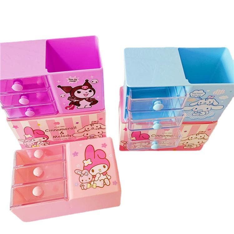 Sanrio Hello Kitty Hoạt Hình Bút Hộp Bảo Quản Bàn Trang Điểm Túi Đựng Cọ Trang Sức Hộp Bảo Quản Cô Gái Cậu Bé Bút Xô