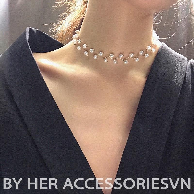 Chocker ngọc trai nhân tạo đi tiệc, Dây chuyền ngọc trai giả sang chảnh Her Accessories C30