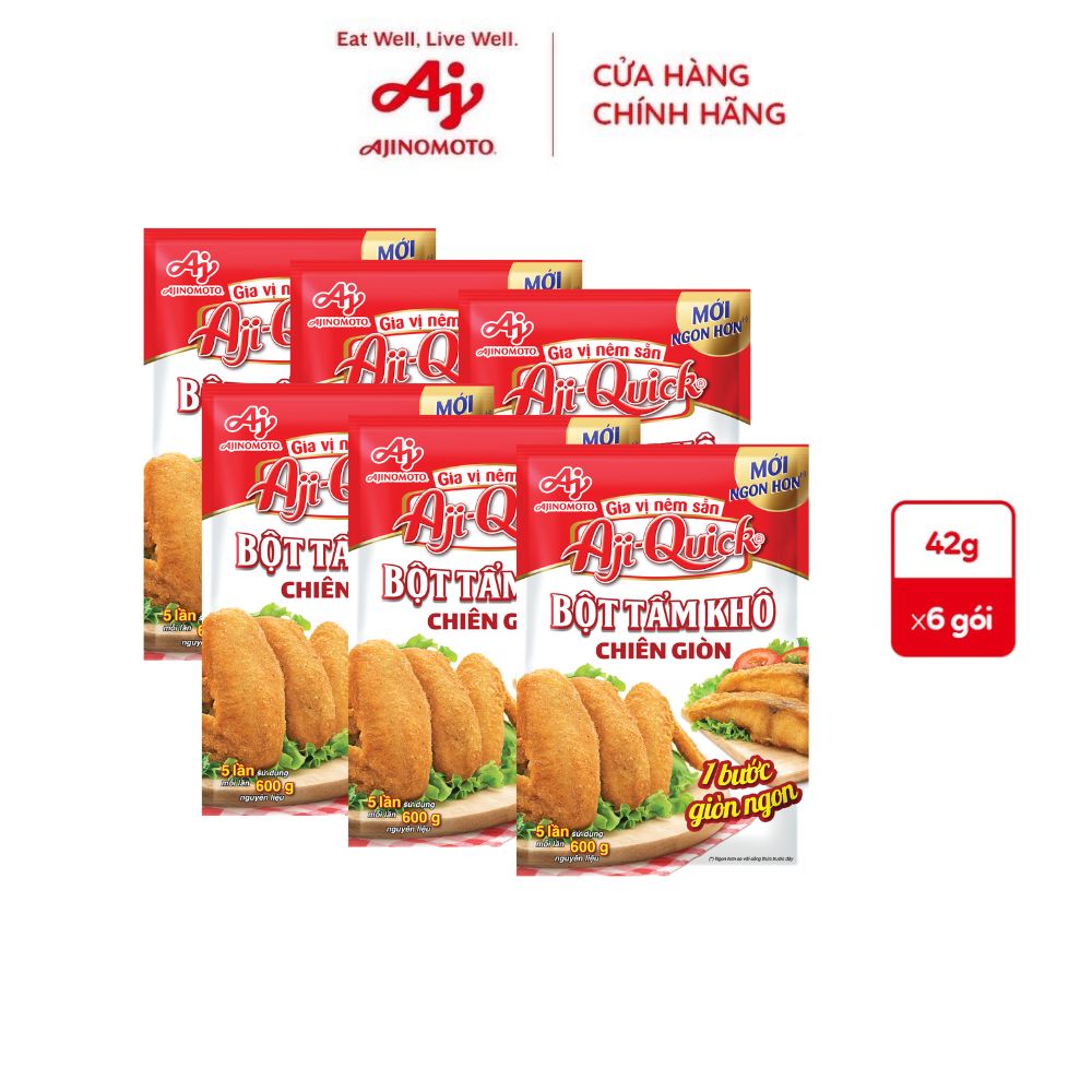 Combo 6 Gói Gia Vị Nêm Sẵn Aji-Quick® Bột Tẩm Khô Chiên Giòn 42g/Gói