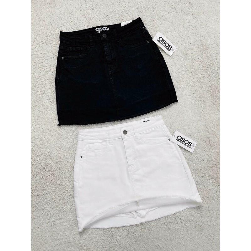 CHÂN VÁY JEANS NỮ TRẮNG ĐEN CÓ QUẦN TRONG TUA LAI