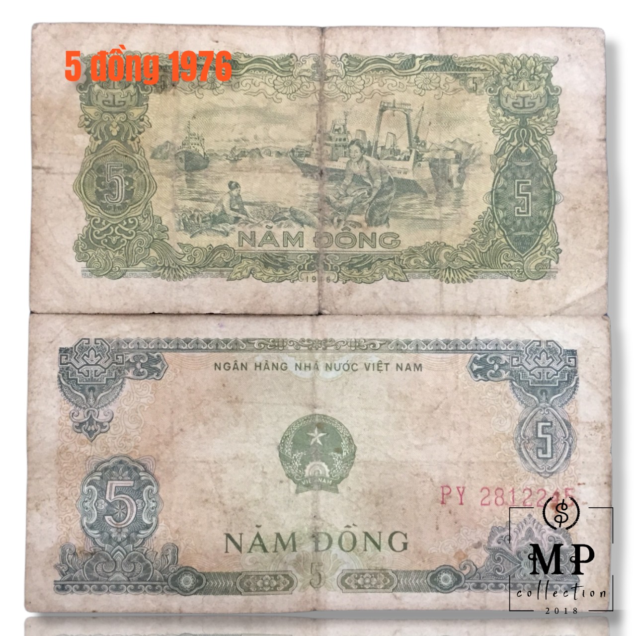 5 đồng 1976 cũ với hình ảnh người dân Việt đánh cá.