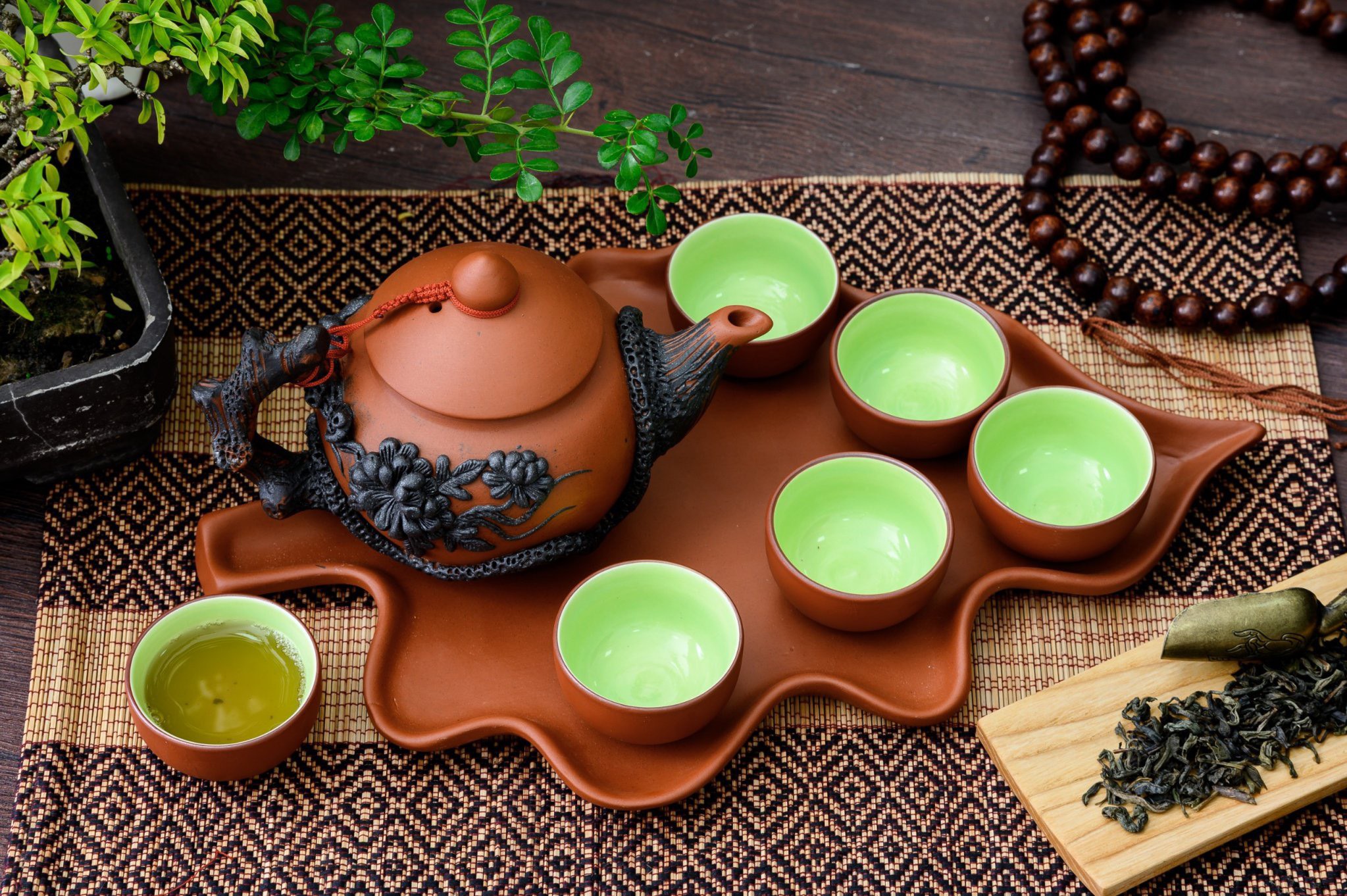 Bộ ấm chén ấm tách trà gốm tử sa Bát Tràng