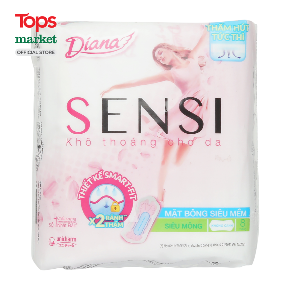 Băng vệ sinh Diana Sensi siêu mỏng không cánh 23cm 8 miếng