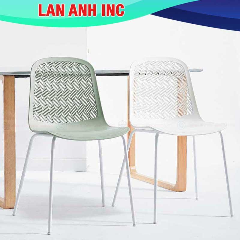 Ghế nhựa cafe văn phòng bàn ăn chân sắt tựa lưng cao đẹp eames LAGE22