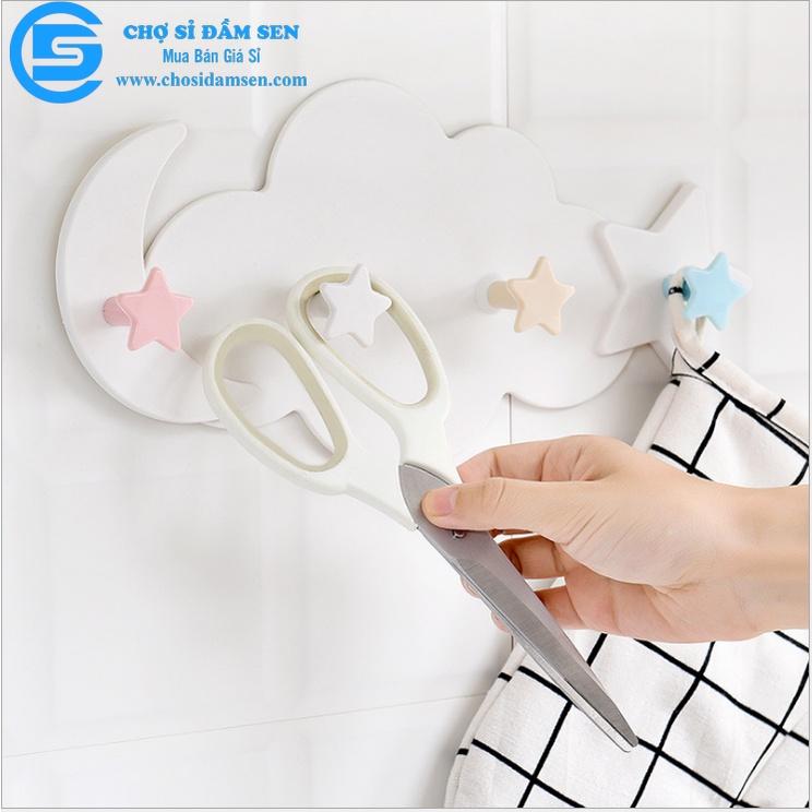 Móc treo dán tường hình đám mây siêu cute, móc treo tủ quần áo, nhà bếp, có 4 móc chịu lực