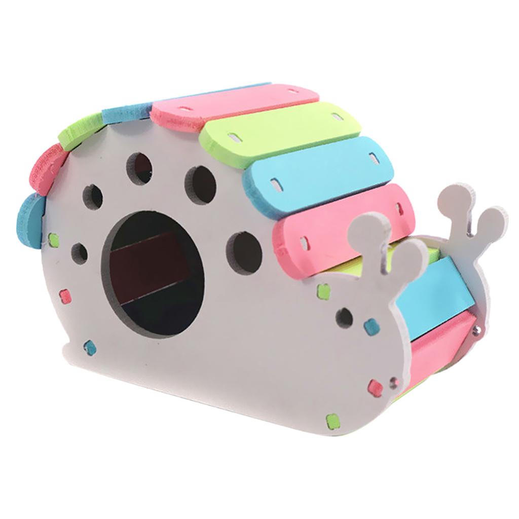 Pet Small Animal Hamster Hideout SNAIL House Wooden Hut Play Chew Toy