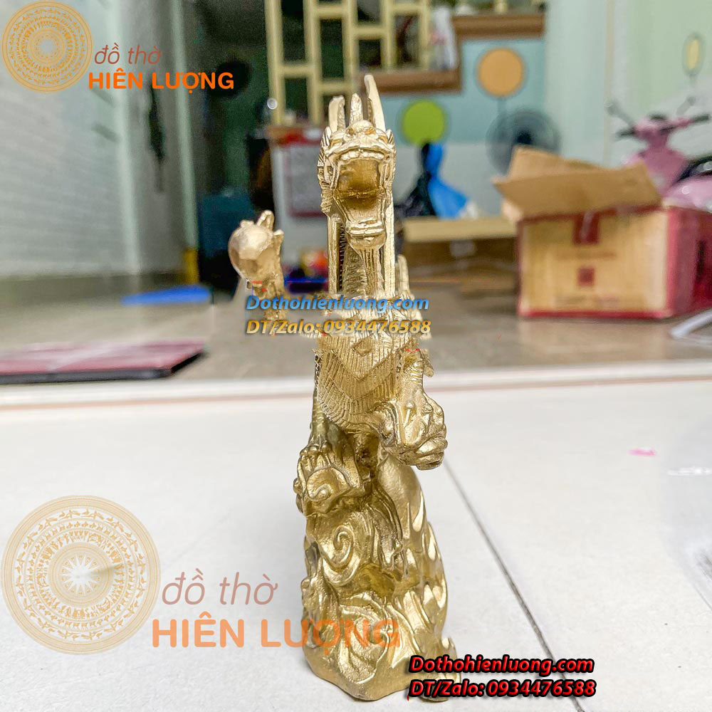 Tượng Rồng Cánh Bay Bệ Mây Màu Vàng Bằng Đồng Kích Thước 20x5x20cm, Nặng 0,9kg - Đồ Thờ Hiên Lượng