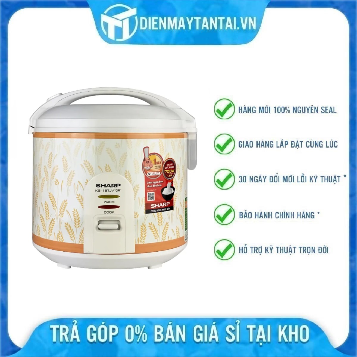 NỒI CƠM ĐIỆN NẮP GÀI SHARP KS-18TJV 1.8 Lít - HÀNG CHÍNH HÃNG