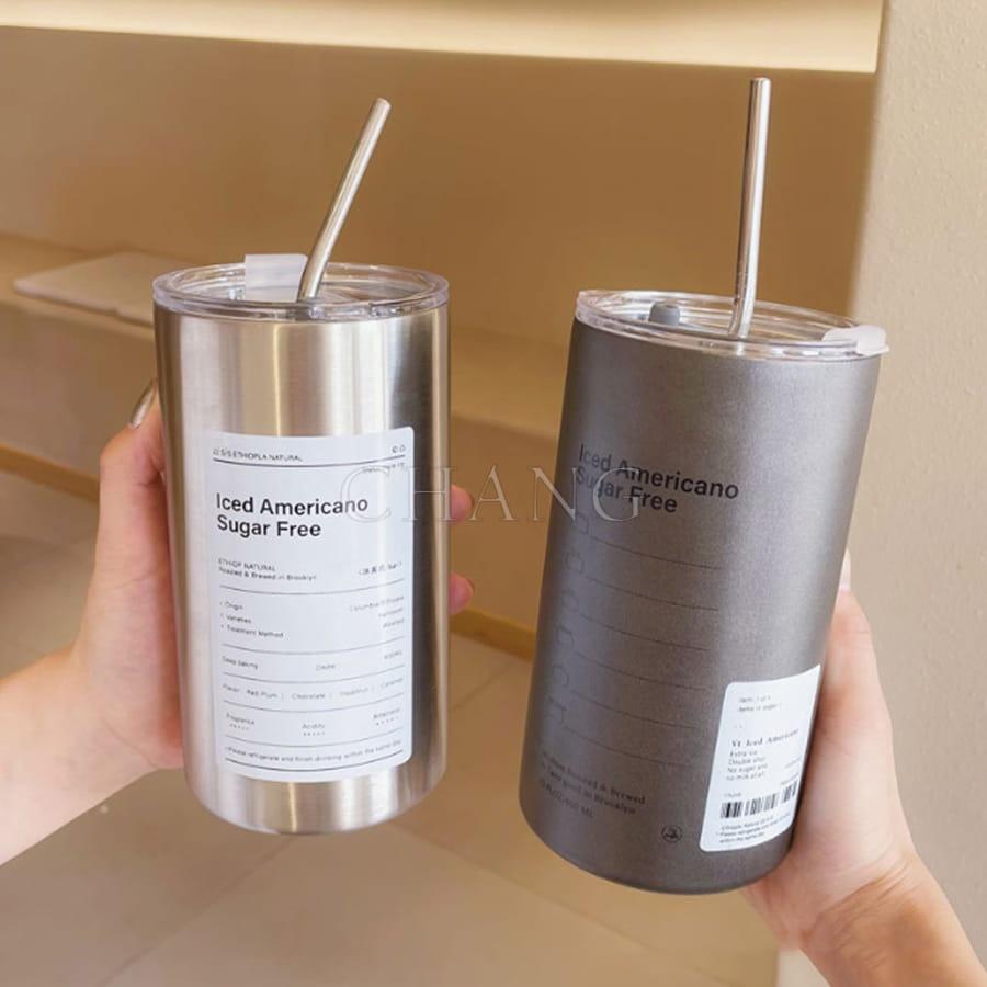 Ly Giữ Nhiệt Americano 600ML, Cốc Giữ Nhiệt Inox 304 Cao Cấp Không Gỉ Có Ống Hút Tiện Lợi