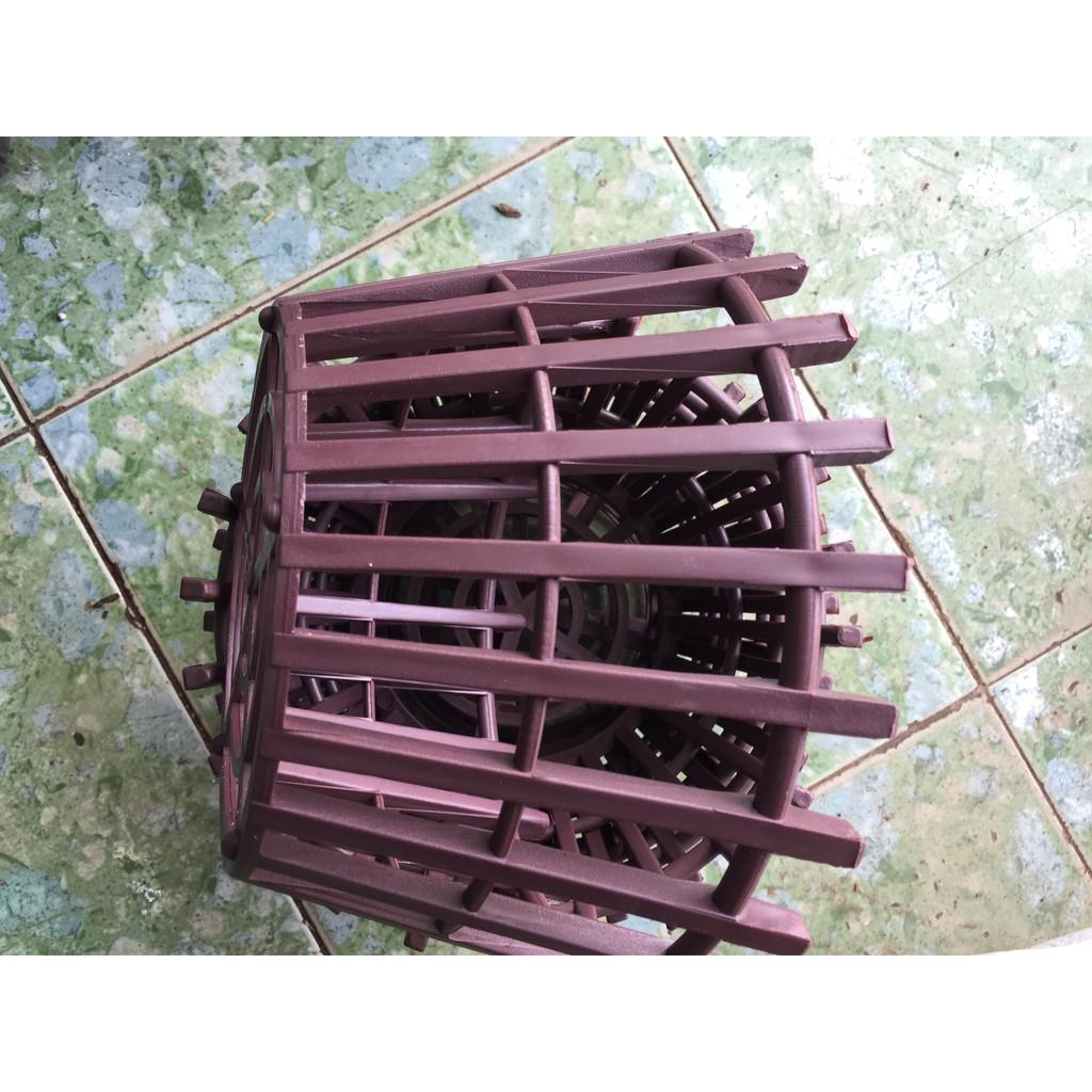 Combo 10 chậu nhựa giả gỗ phi 25 cm