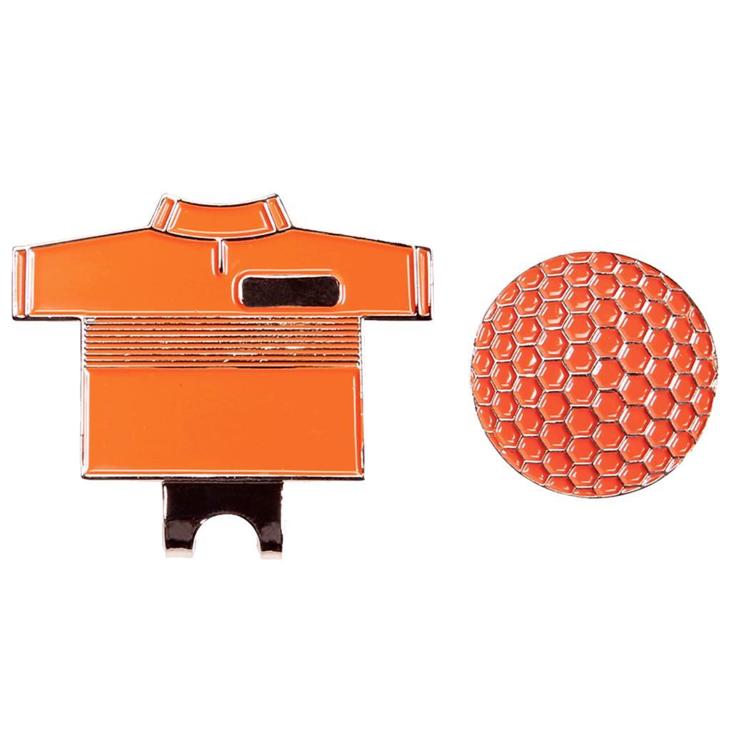 Golf Hat Clip with Detachable  Golf Ball Marker Shirt Design Orange