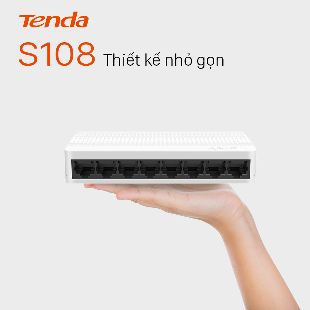 Bộ chia mạng Switch Tenda S108 8 cổng Ethernet 100 Mbps - Hàng Chính Hãng