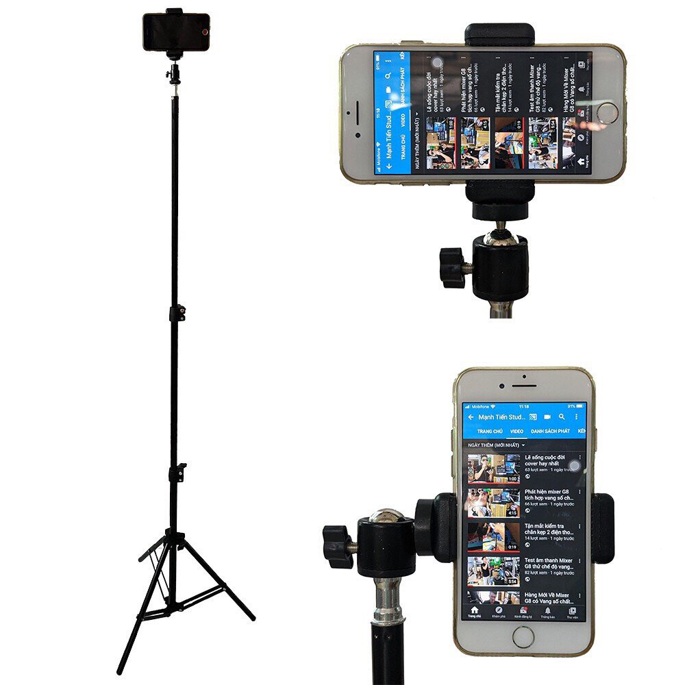 Chân tripod quay TIKTOK, chụp ảnh, livestream chuyên nghiệp - Kèm kẹp điện thoại điều chỉnh 360 - Chiều cao từ 60cm đến 2m - Thiết kế chắc chắn, cứng cáp - Gấp gọn tiện dụng - Tặng remote bluetooth chụp ảnh từ xa - Hàng nhập khẩu