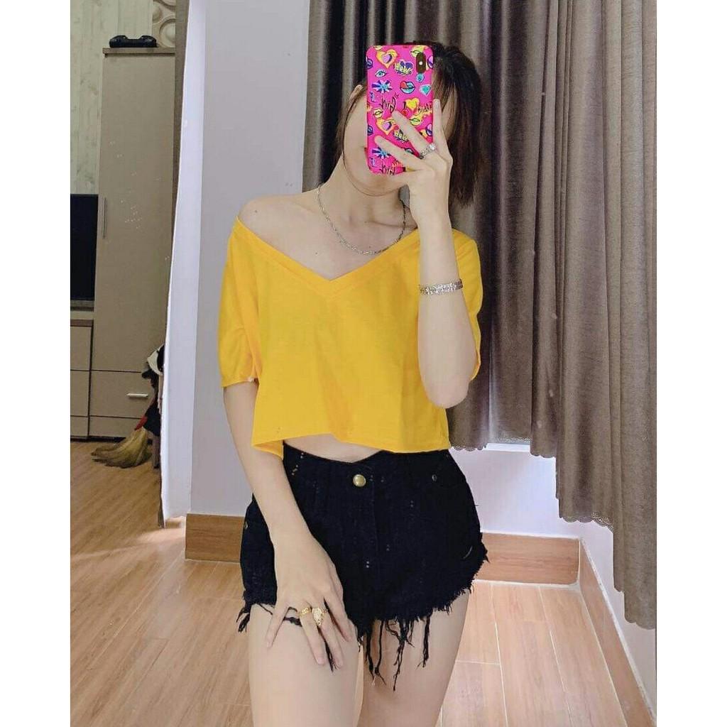 ÁO THUN CROPTOP FORM RỘNG TAY LỠ - ÁO NHÓM CROP NGẮN TAY BASIC 8