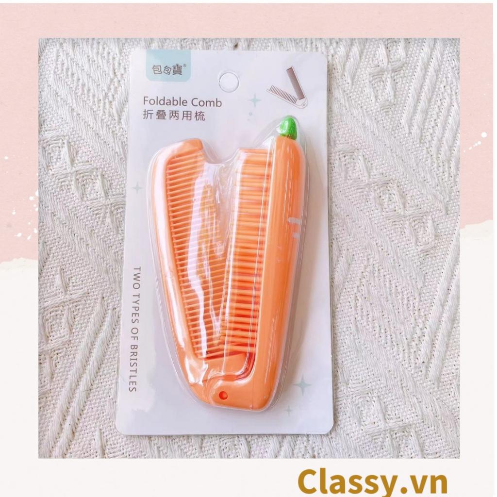 Lược cầm tay mini 2 đầu, gấp gọn Classy tiện lợi hình trái cây cà rốt củ cải nhỏ gọn có thể mang theo PK1566